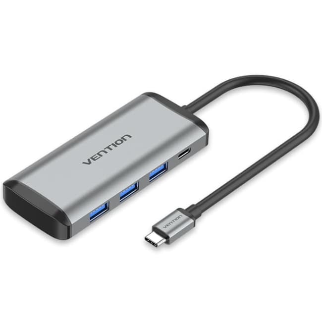USB-хаб Vention USB 3.1 Type-C to 3хUSB 3.0 TF SD PD 87W 6-in-1 Grey (TGRHB)