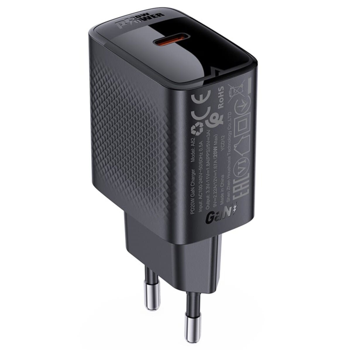 Зарядний пристрій ACEFAST A82 PD20W GaN single Type-C charger Black