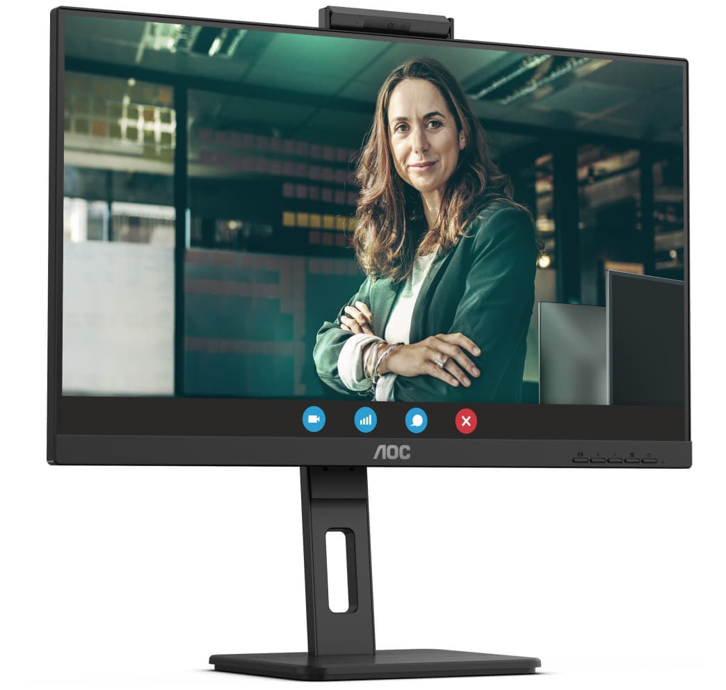 Монітор поворотний TFT 23.8" AOC IPS 75Hz 2хHDMI DP USB-hub webcam HAS Pivot колонки Black (24P3QW)
