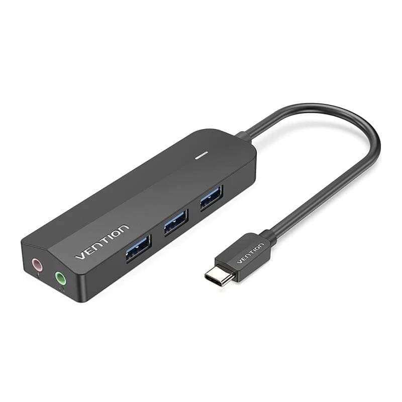 USB-хаб Vention USB 3.1 Type-C to 3xUSB3.0/MicroUSB/3.5mm Sound Adapter Black (TGQBB)