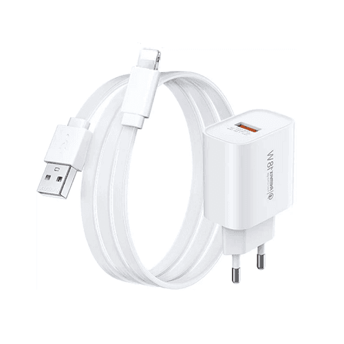Зарядний пристрій з кабелем REMAX Kiddy RP-U119 18W Charger + Cable Set EU USB-Lightning White