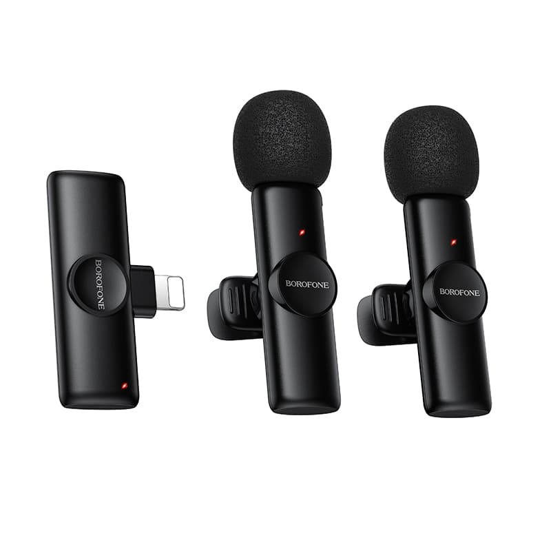 Комплект бездротових мікрофонів петличних BOROFONE BFK16A Winner dual-mic Lightning 50mAh Black