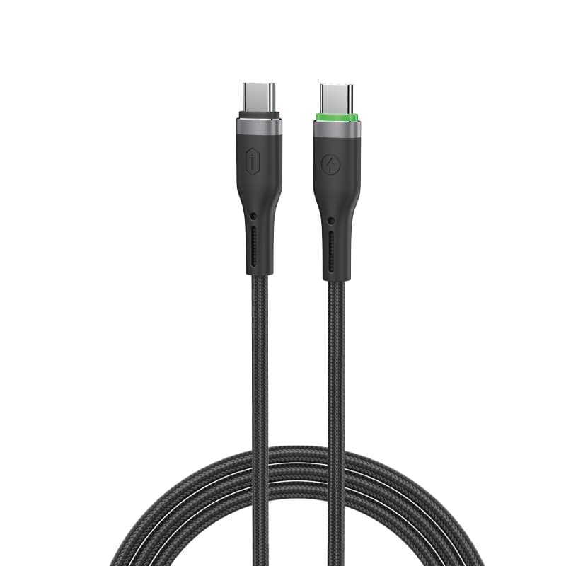 Кабель WIWU Wi-C069 60W OringLink Series Nylon Braided Cable Type-C to Type-C 1m 3A Black