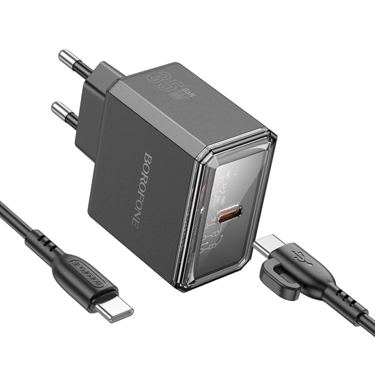 Зарядний пристрій BOROFONE BAS31A Treasure single port PD35W Type-C to Type-C cable Black
