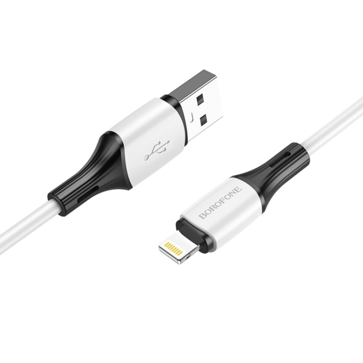 Кабель BOROFONE BX79 USB to Lightning 2.4A 1m silicone connectors White-Black (BX79LW)