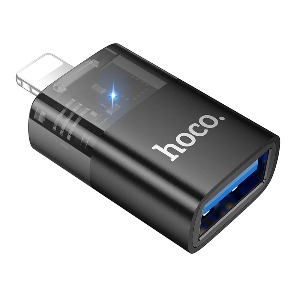 Перехідник адаптер HOCO UA36 Lightning male to USB female OTG transparent adapter Black