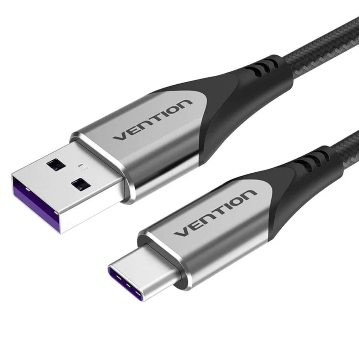 Кабель Vention USB to USB Type-C Fast Charging Cable 1.5m 5A Aluminum Alloy Type Grey-Black (COFHG)
