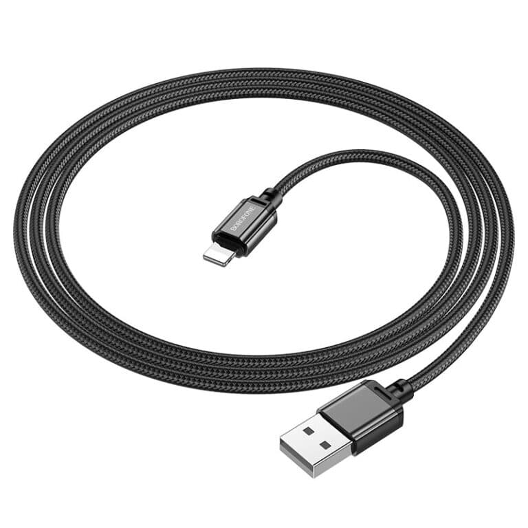 Кабель BOROFONE BX87 USB to Lightning 2.4A 1m nylon aluminum connectors Black