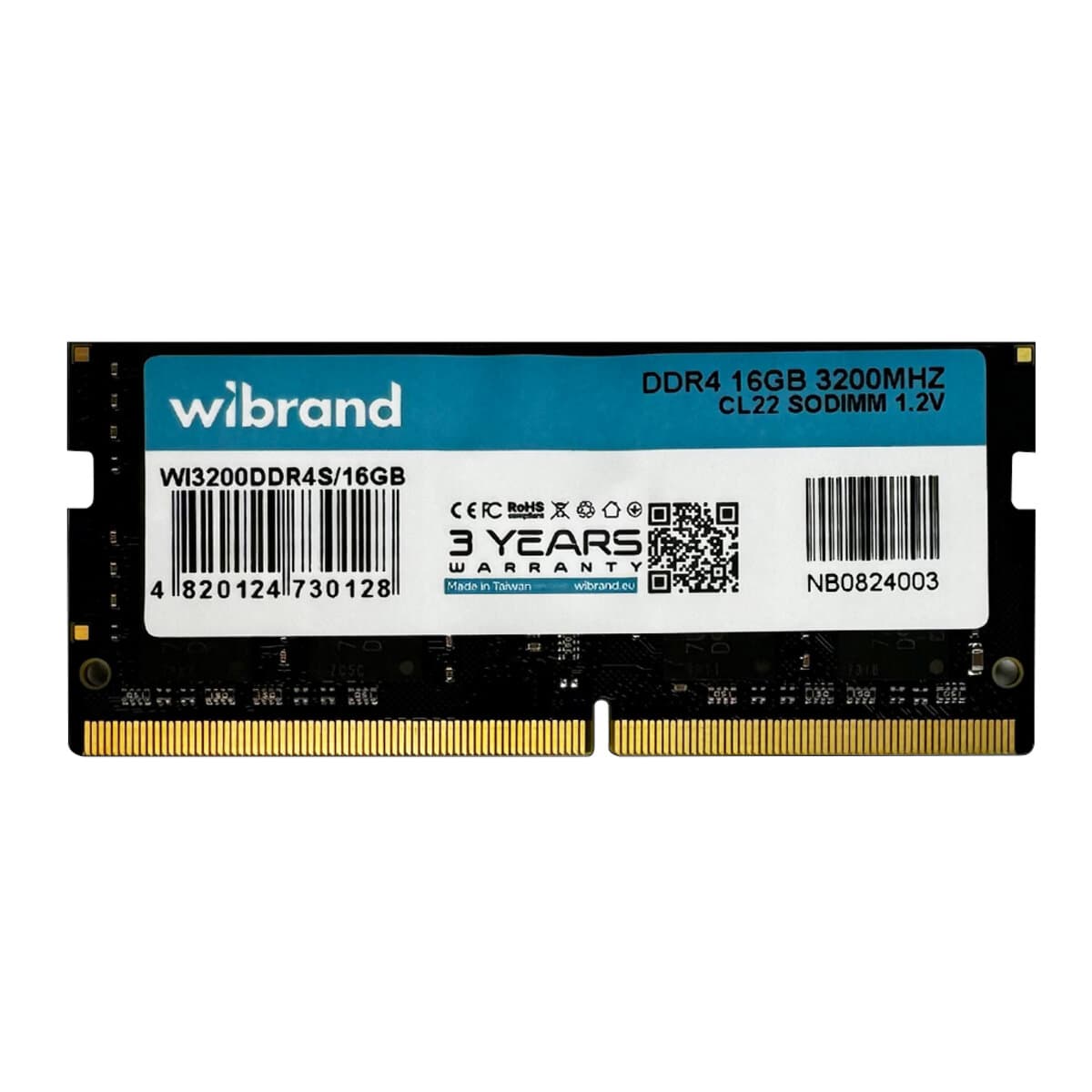 Оперативна пам'ять Wibrand 16GB DDR4 3200MHz CL22 SODIMM (WI3200DDR4S/16GB)