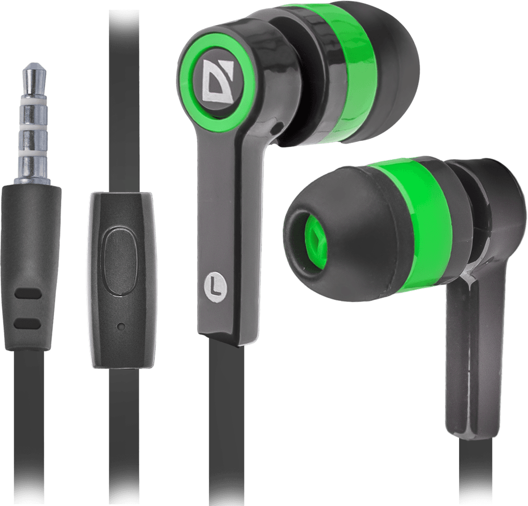 Провідні вакуумні навушники з мікрофоном Defender Pulse 420 Black-Green