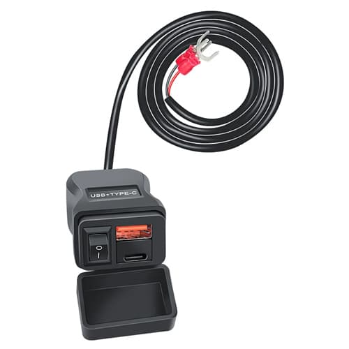Зарядний пристрій на кермо мотоцикла USB Type-C 50Вт SAE IP66 Black (965607)