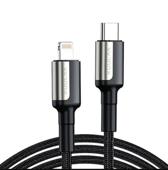 Кабель KUULAA Type-C to Lightning 1м 30Вт PD в обплетенні Black (677009)