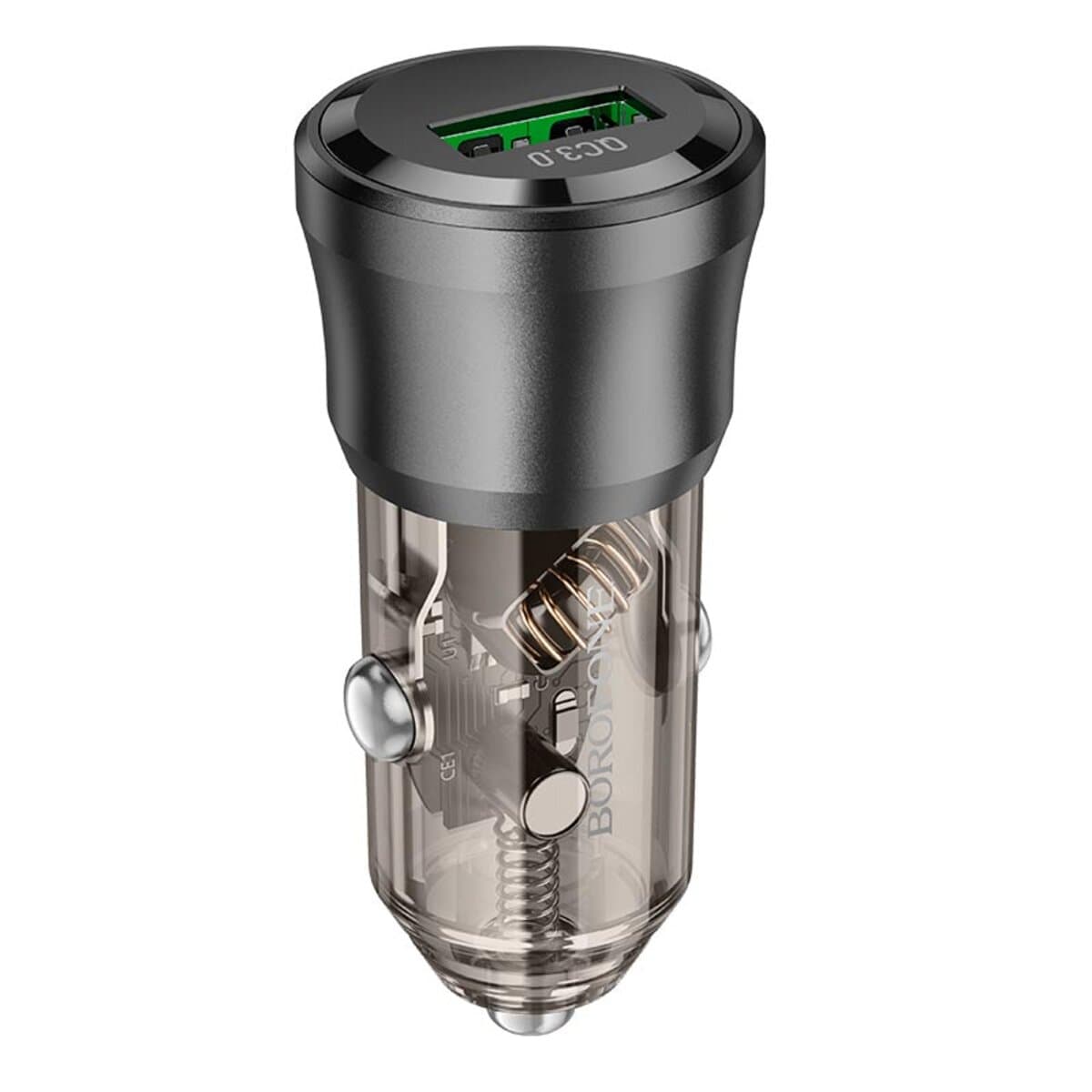 Автомобільний зарядний пристрій BOROFONE BZ23 Noble single-port QC3.0 car charger 3А Transparent Black