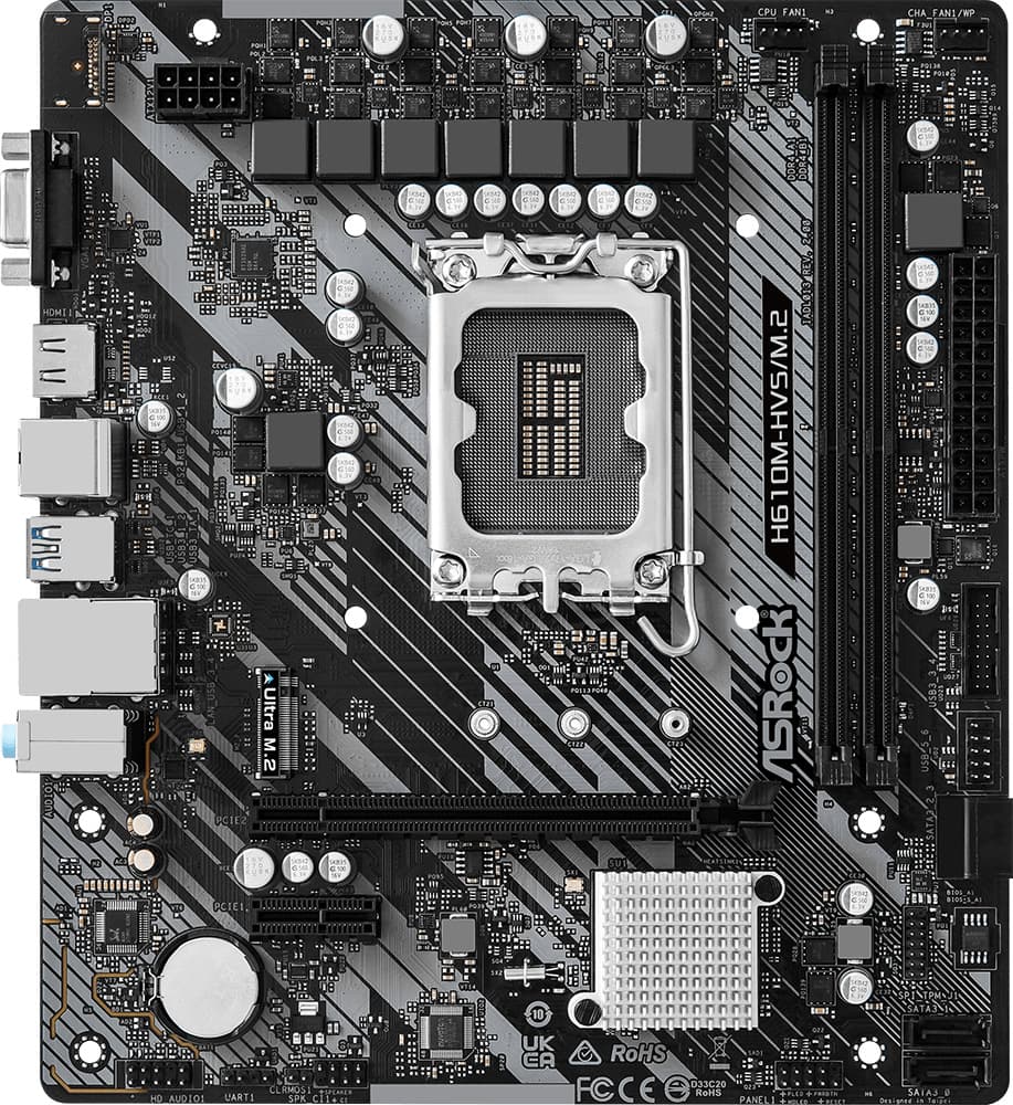 Материнська плата ASRock H610M-HVS/M.2 R2.0 1700/H610 2*DDR4 1xPCIex16 HDMI/VGA 4xSATAIII M.2 GLan 7.1ch mATX (H610M-HVS/M.2 R2.0)