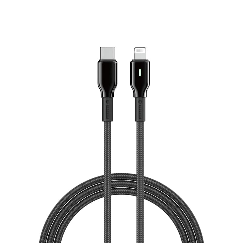 Кабель WIWU Wi-C076 27W Duralink Series Nylon Braided Cable Type-C to Lightning 1m 3A Black