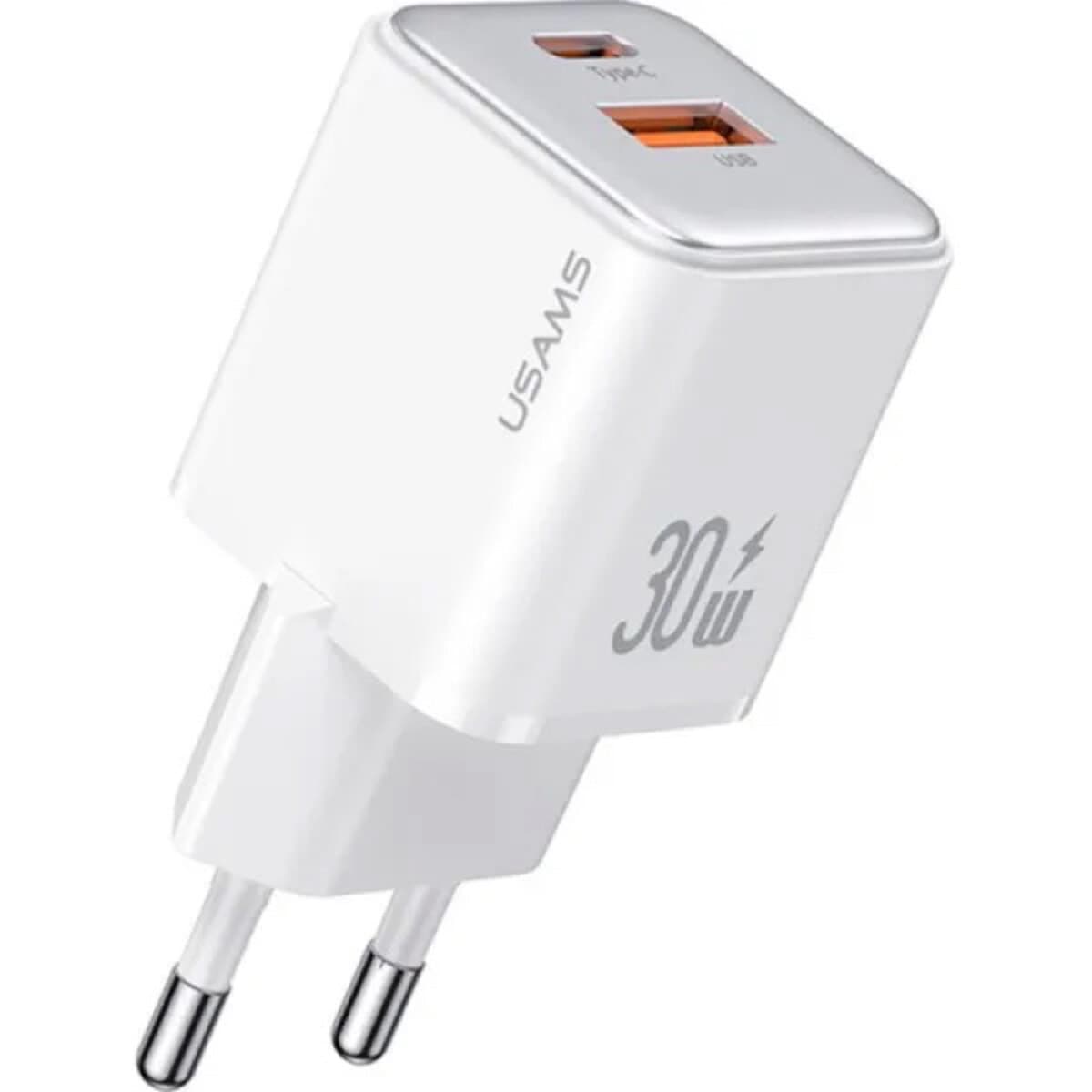 Зарядное устройство Usams US-CC189 PD30W+QC3.0 USB+Type-C Dual-port Fast Charger EU X-ron Series White (CC189TC02)