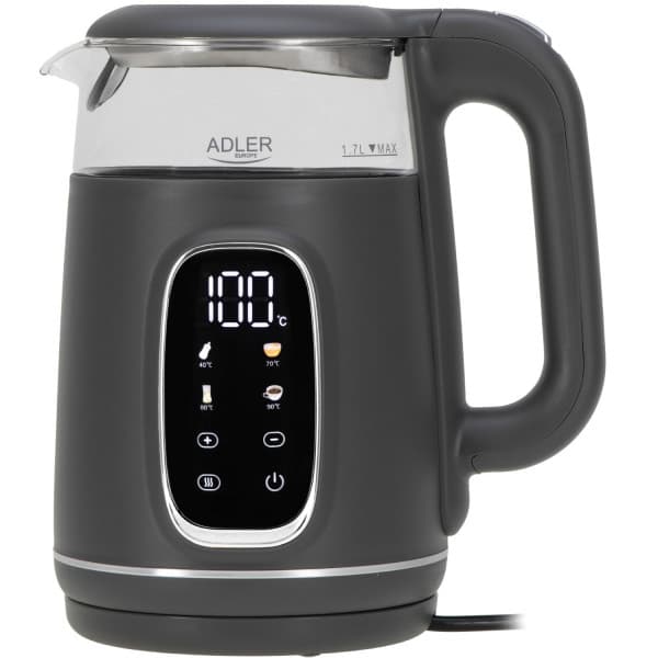 Електрочайник Adler AD 1305 2200W 2200W 1.7л скло установка температури Grey (AD1305GS)