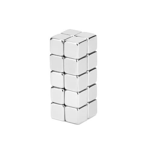Комплект сильних квадратних неодимових магнітів 5x5x5мм N35 10шт Silver (287670)