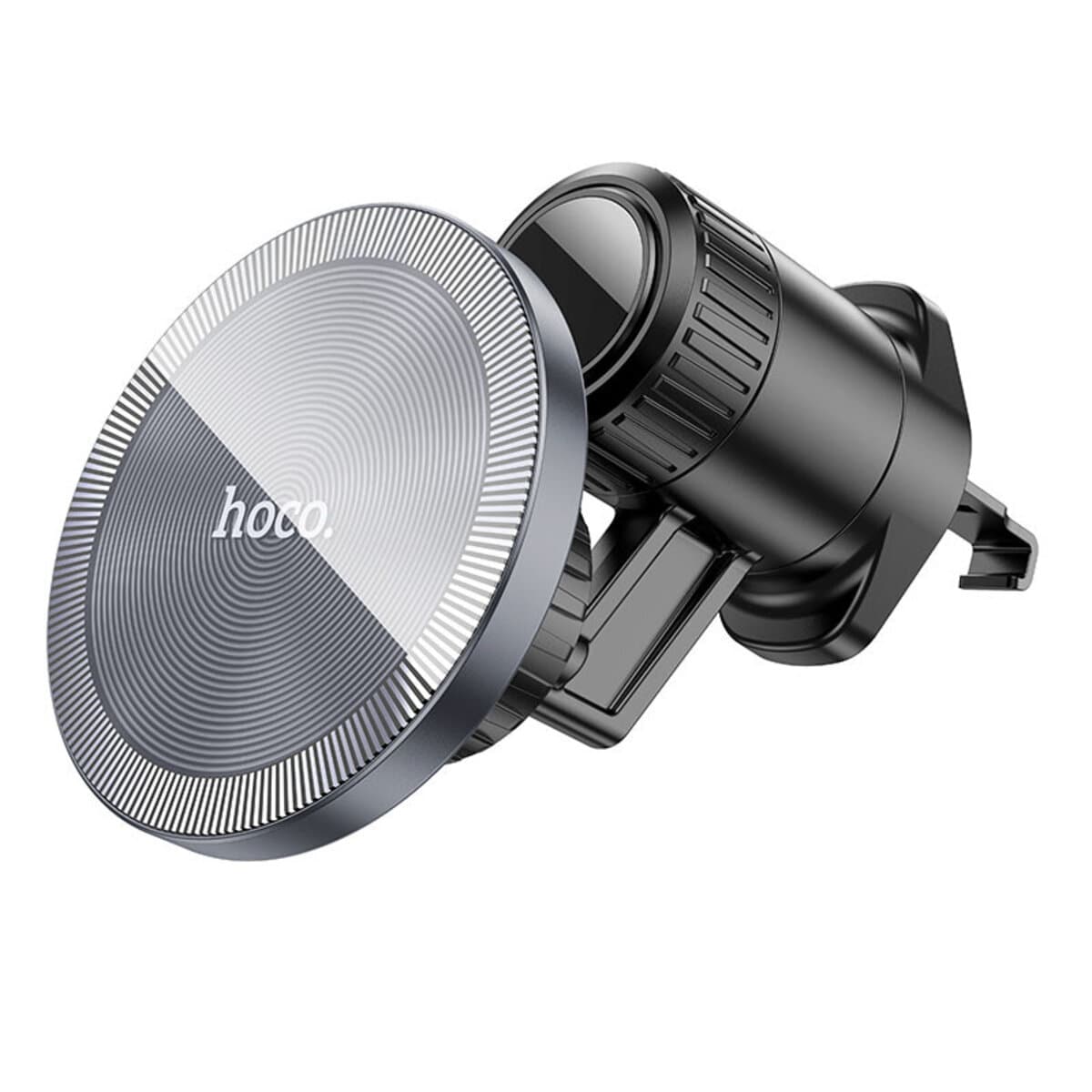 Автомобильный держатель автодержатель HOCO H23 Alma metal ring magnetic car holder air outlet Black Metal Grey