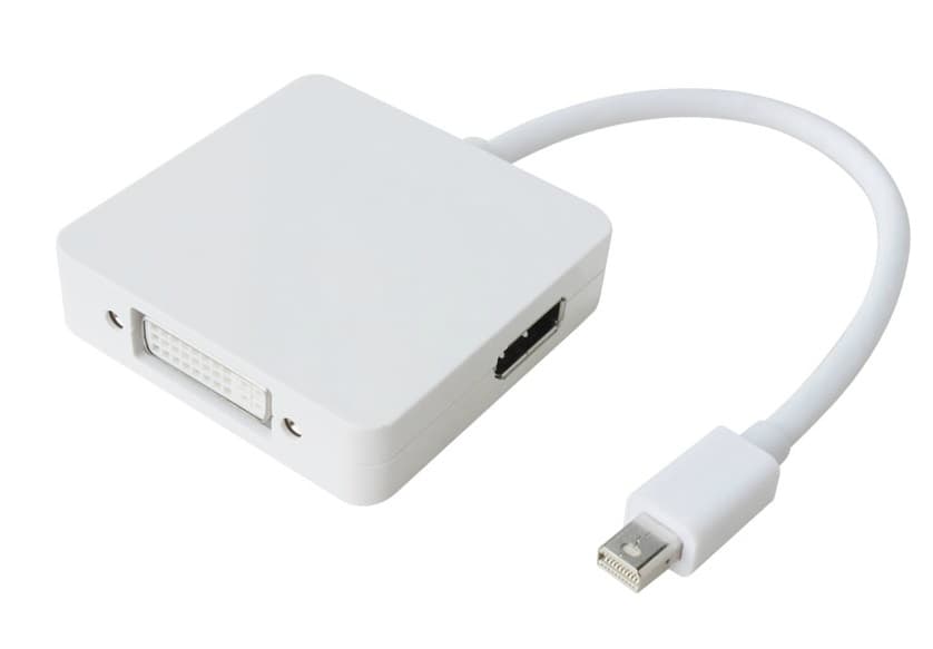Перехідник адаптер S0416 mini DisplayPort M to HDMI DisplayPort DVI 24+5 FHD 1080p кабель 20см White