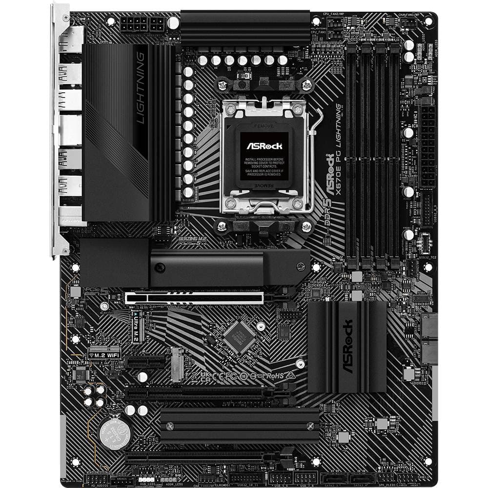 Материнська плата ASRock X670E PG Lightning AM5/X670 4*DDR5 3xPCIex16 HDMI/DP 4xSATAIII 4xM.2 2.5GLan ATX
