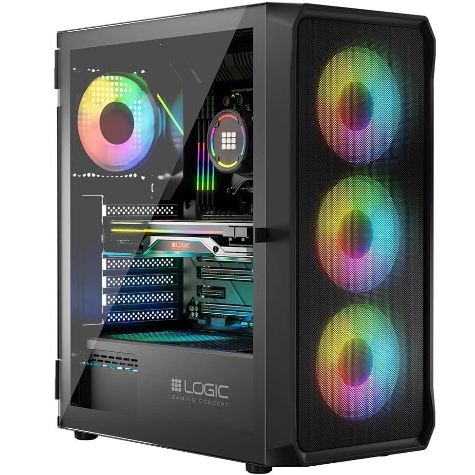 Корпус для комп'ютера LogicConcept PORTOS MESH+GLASS ARGB fans 4x120mm без БЖ ATX Black (AT-PORTOS-10-0000000-0002)