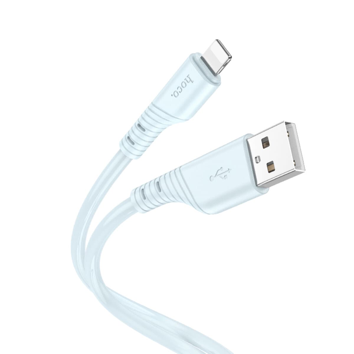 Кабель HOCO X97 Crystal USB to Lightning color silicone charging data cable 1m 20W Light Blue