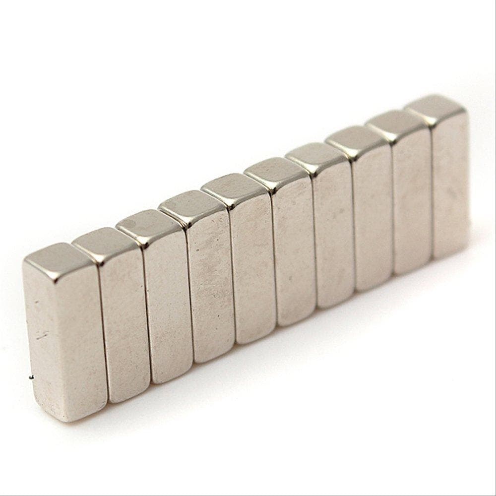Комплект сильних прямокутних неодимових магнітів 15x5x3мм N35 10шт Silver (284622)