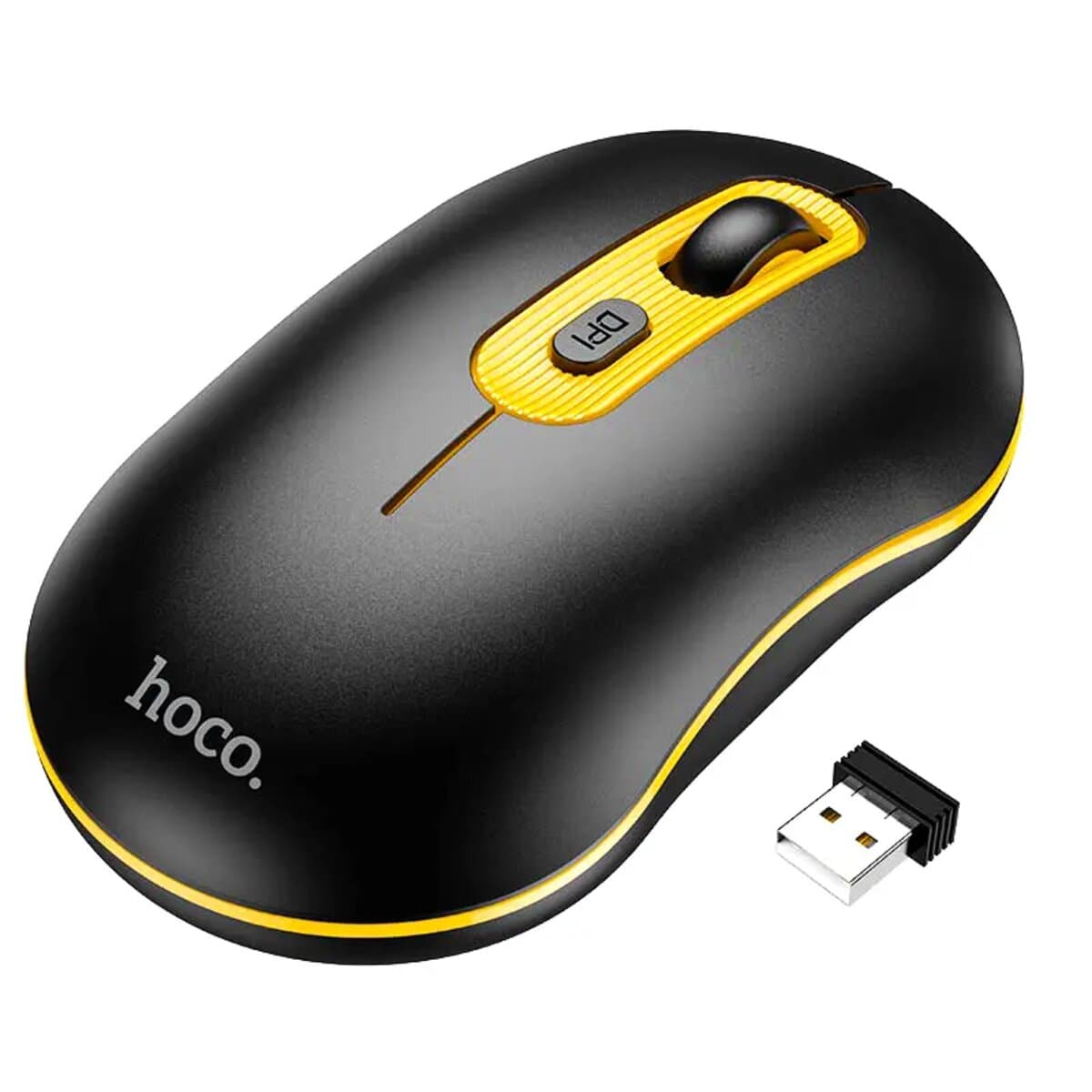 Беспроводная мышка Hoco GM21 Platinum 2.4G business wireless mouse 1600dpi Black-Yellow