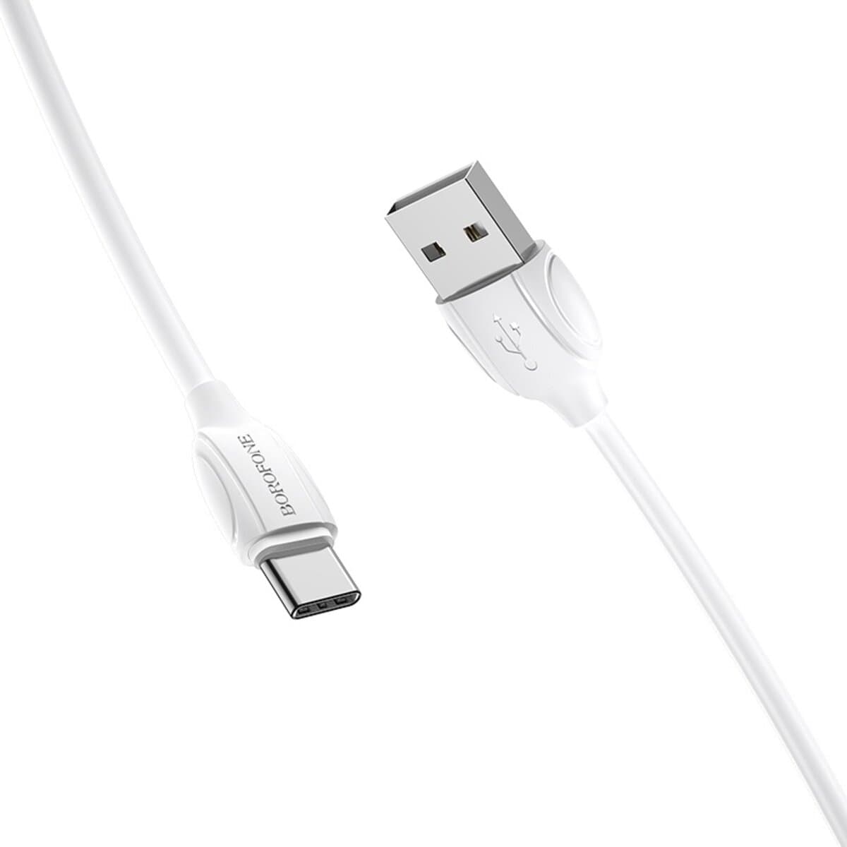 Кабель BOROFONE BX19 USB to Type-C 3A 1m PVC TPE connectors White (BX19CW)