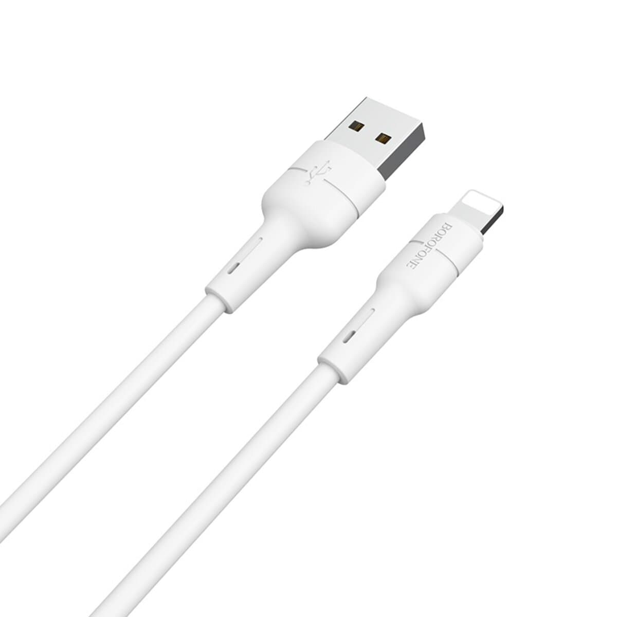 Кабель BOROFONE BX30 USB to Lightning 2.4A 1m silicone TPE connectors White