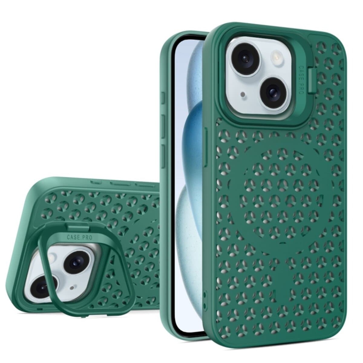 Защитный чехол-накладка Cosmic Grater Stand для Apple iPhone 15 Dark Green (GRASTiP15DarkGreen)