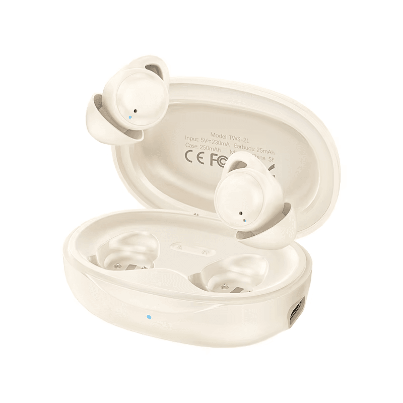 Бездротові навушники REMAX TWS-21 Sleep True Wireless Stereo Music Call Earphones BT5.0 TWS 250mAh Beige