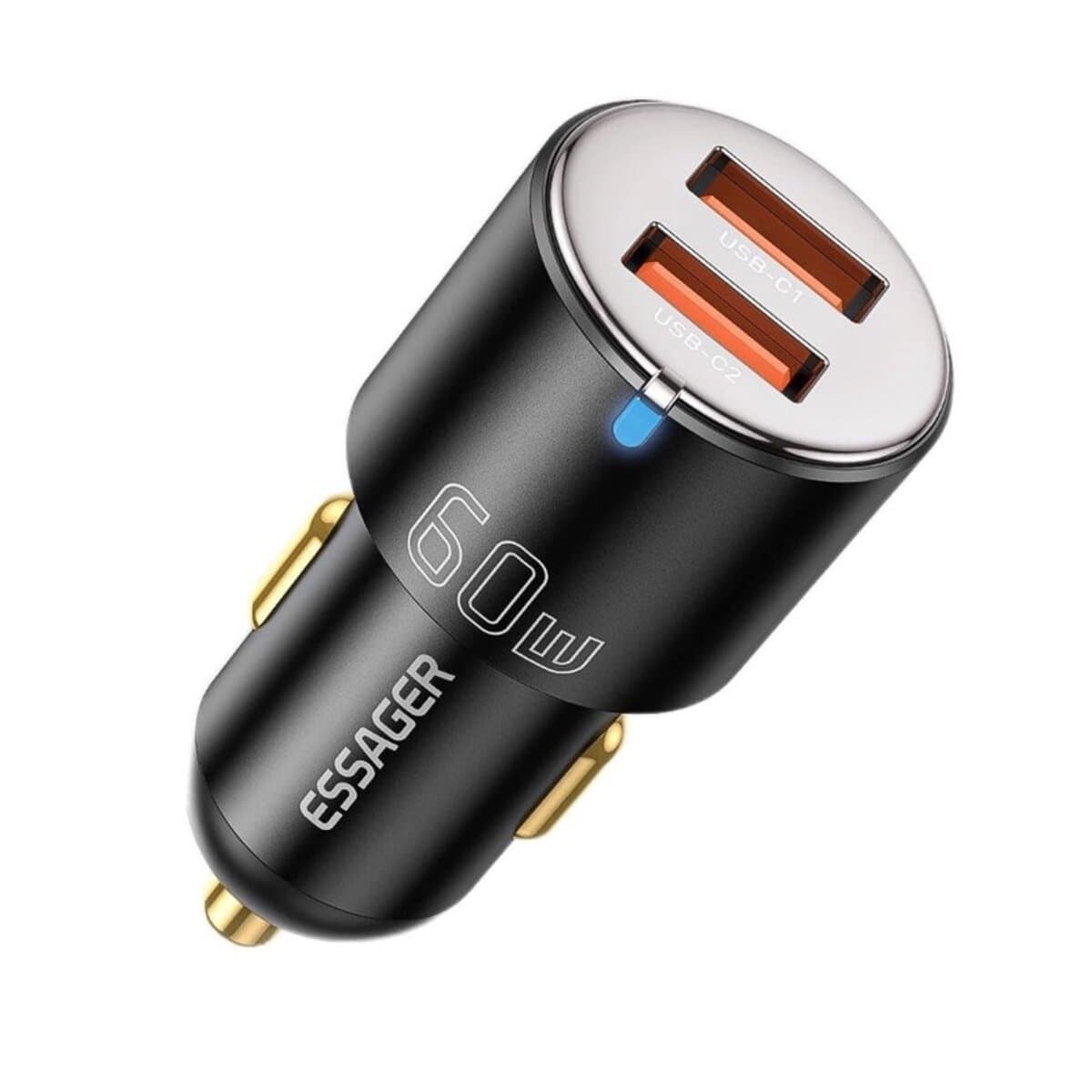 Автомобільний зарядний пристрій Essager City Dual 2xUSB Car Charger 60W 3A Black (ECC2C1A-FF01)
