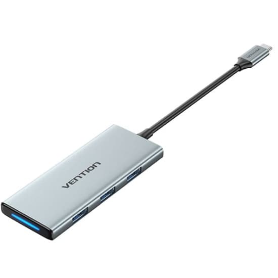 USB-хаб Vention USB3.1 Type-C to HDMI USB 3.0x3 SD TF PD 100W 7-in-1 Grey (TOPHB)