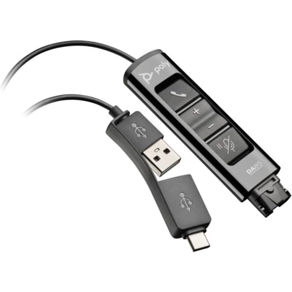 Переходник адаптер для гарнитур Poly DA85 USB to QD Quick Disconnect Black (786C7AA)