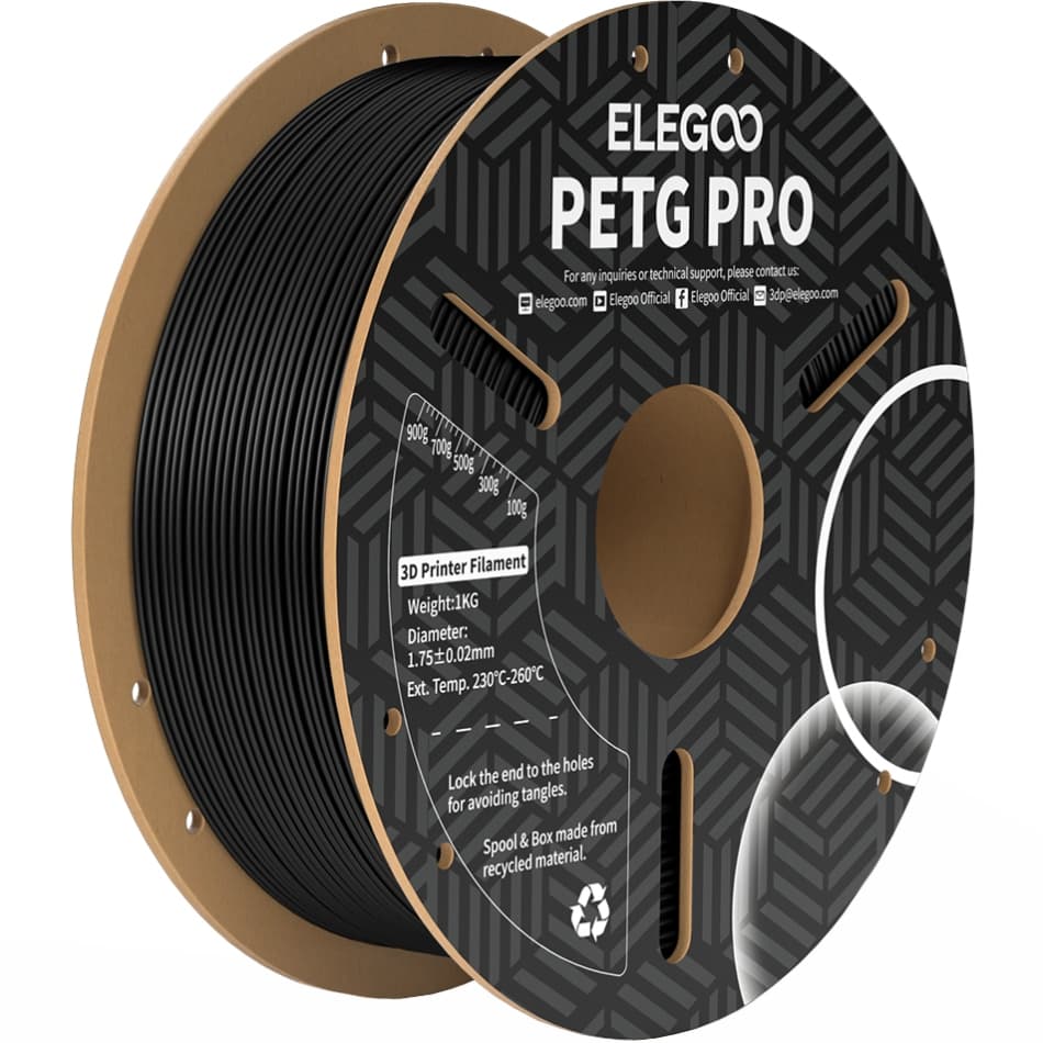 Пластик філамент для 3D-принтера ELEGOO PETG PRO Filament 1кг 1.75мм Чорний (50.203.0198)