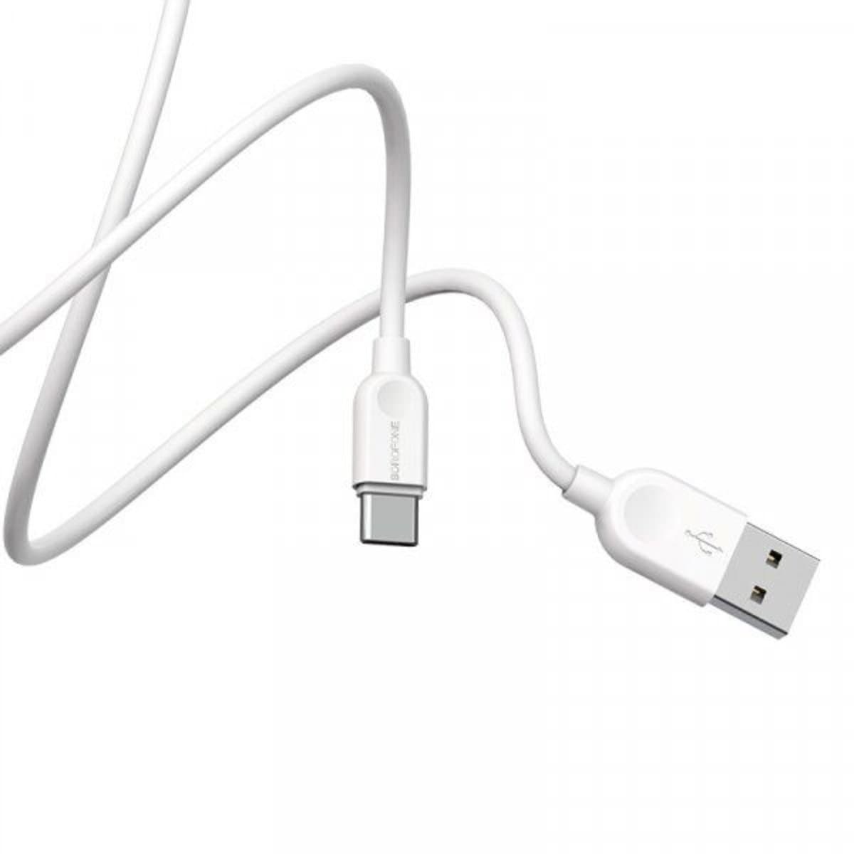Кабель BOROFONE BX14 USB to Type-C 2.4A 2m PVC TPE connectors White (BX14C2W)