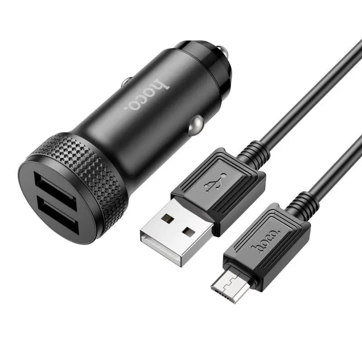 Автомобільний зарядний пристрій HOCO Z49 Dual port car charger set USB to Micro-USB cable 2.4А Black