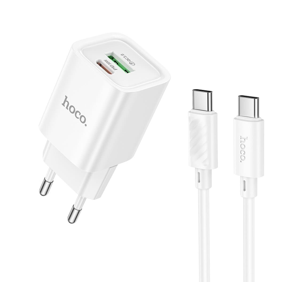 Зарядное устройство HOCO C149A Charm PD30W+QC3.0 charger set Type-C to Type-C cable EU White