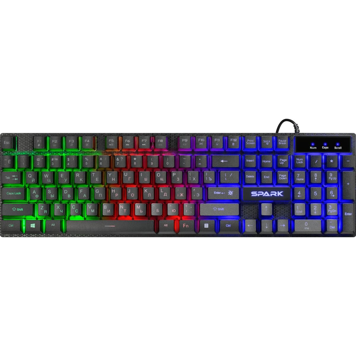 Дротова ігрова клавіатура Defender Spark GK-300L UA LED підсвічування USB Black (45302)