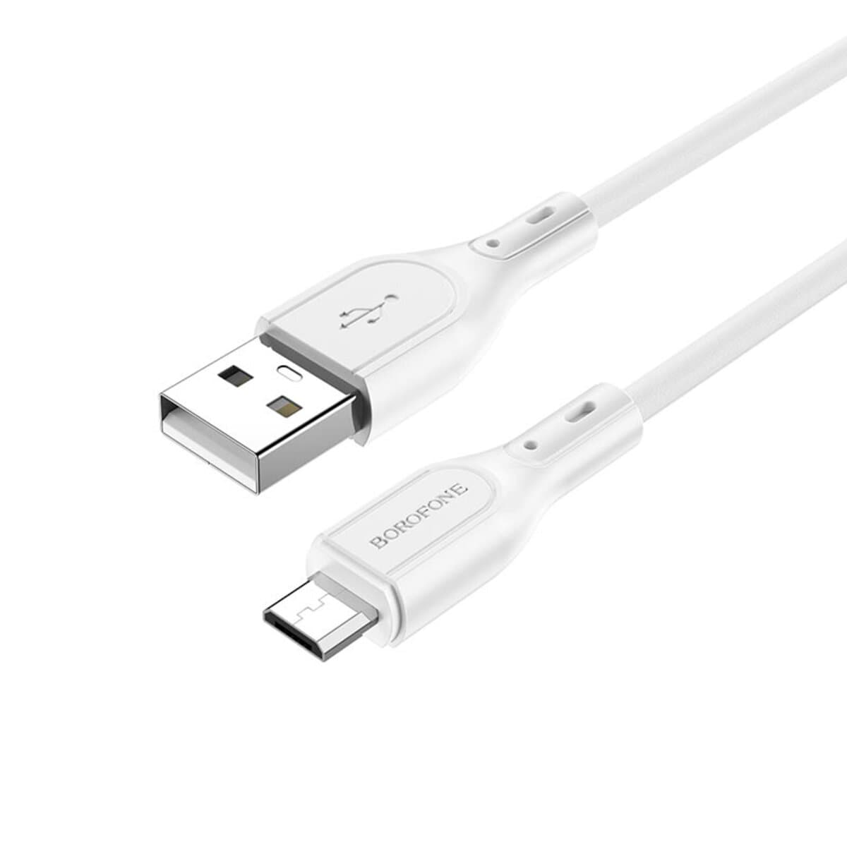 Кабель BOROFONE BX66 Wide way silicone charging data cable USB to Micro 2.4A 1m White