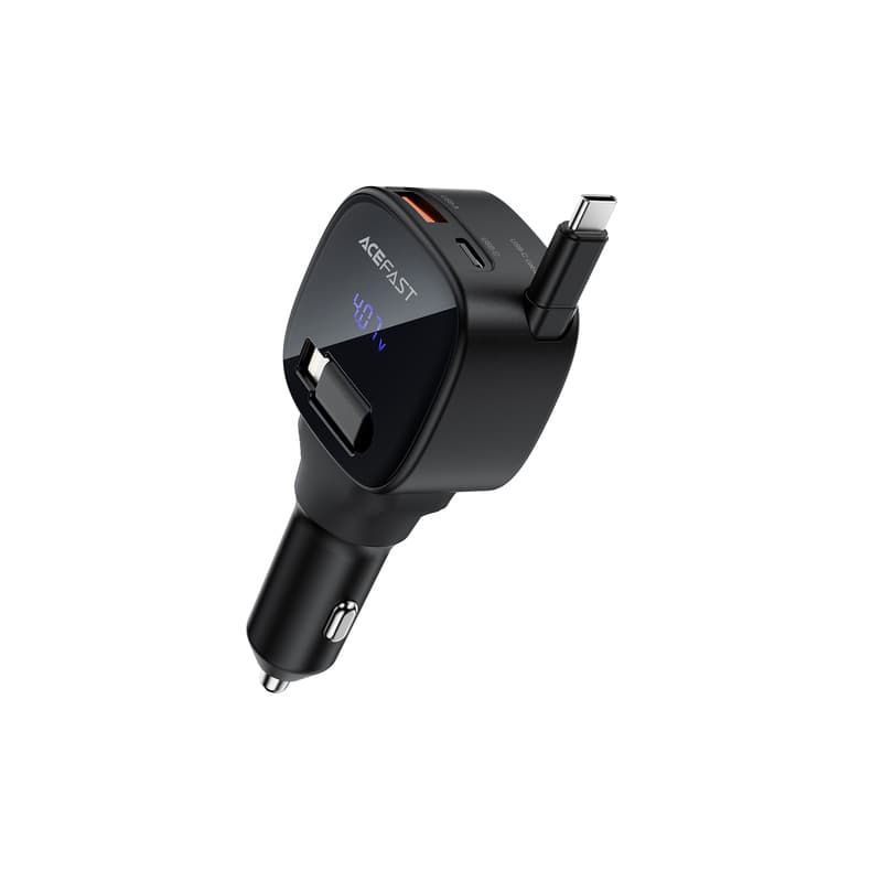 Автомобільний зарядний пристрій ACEFAST B17 95W 1xType-C 1xUSB car charger with telescopic cable Black