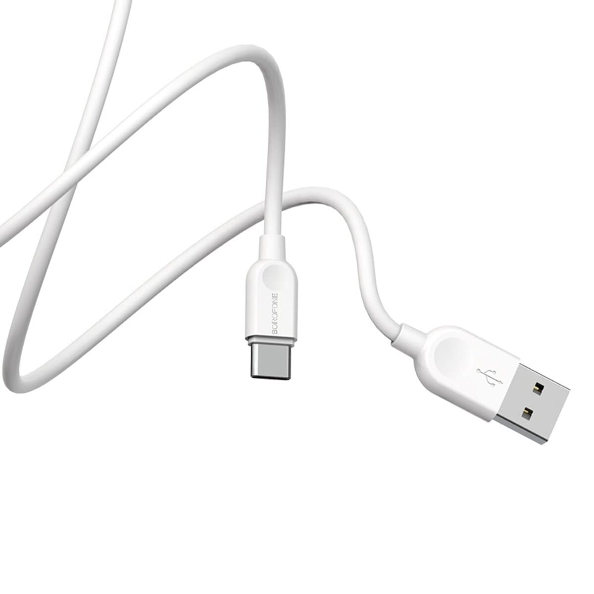 Кабель BOROFONE BX14 USB to Type-C 2.4A 1m PVC TPE connectors White (BX14C1W)