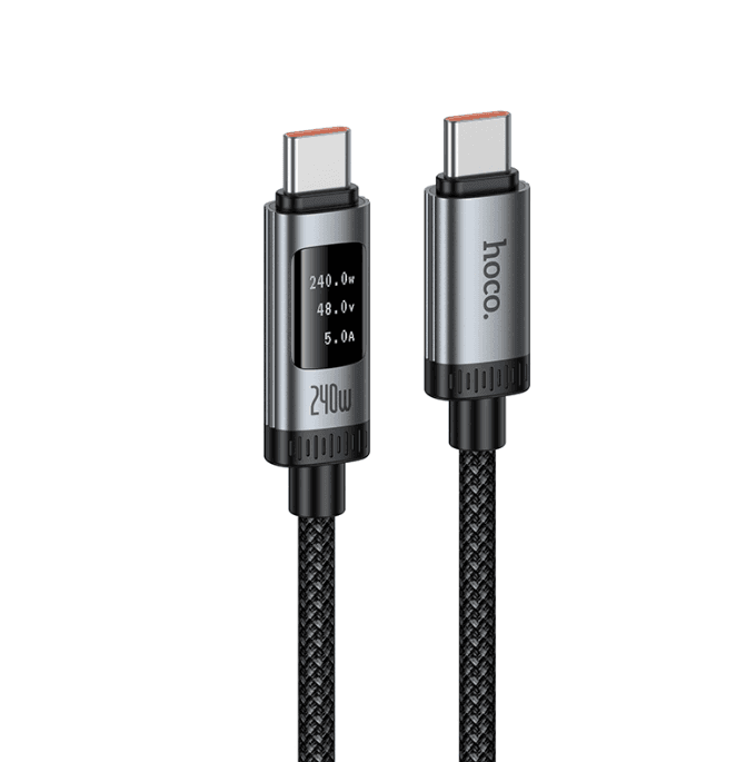 Кабель HOCO U148 Lord 100W 5A 1.2m digital display charging data cable Type-C to Type-C Black
