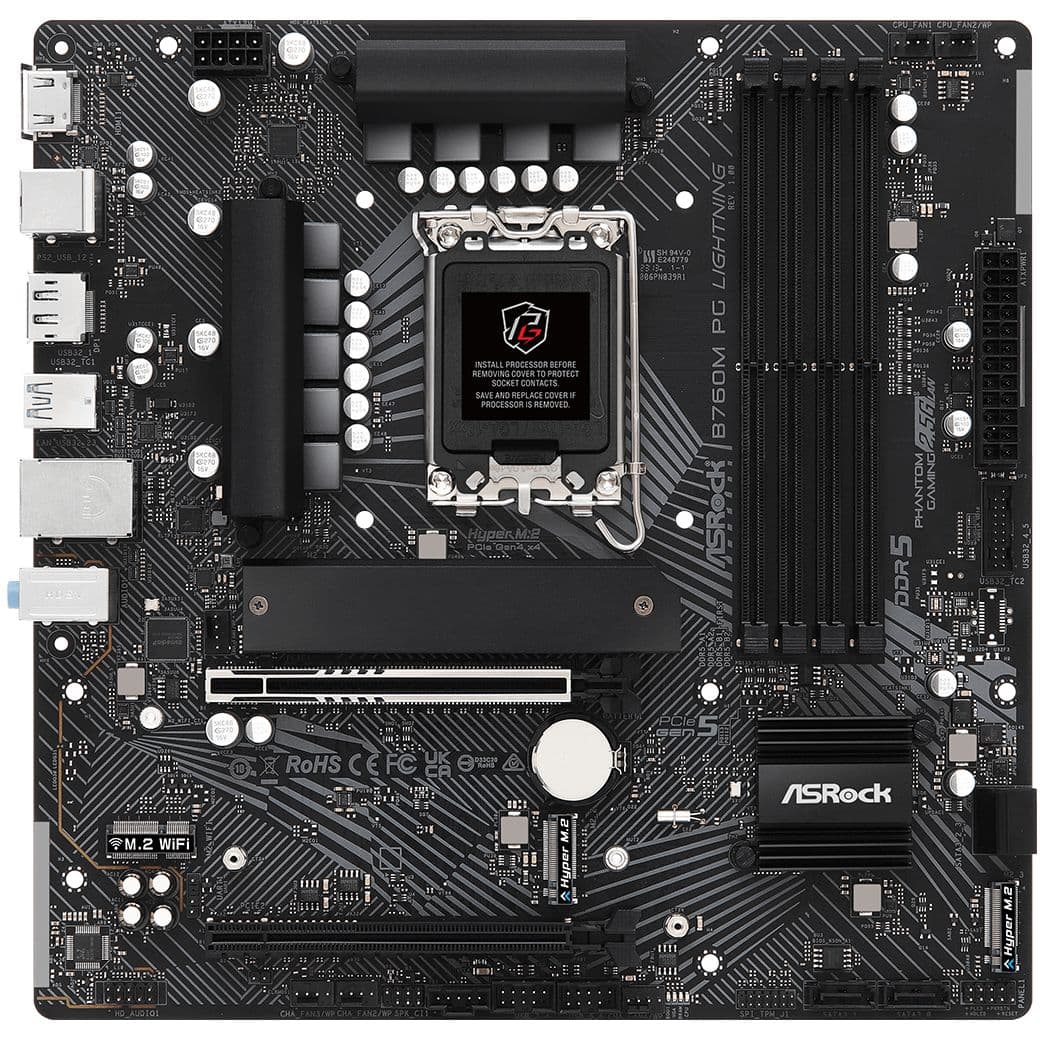 Материнська плата ASRock B760M PG LIGHTNING 1700/B760 4*DDR5 2xPCIex16 4xSATAІІІ 3xM.2 2.5GLan 7.1ch mATX
