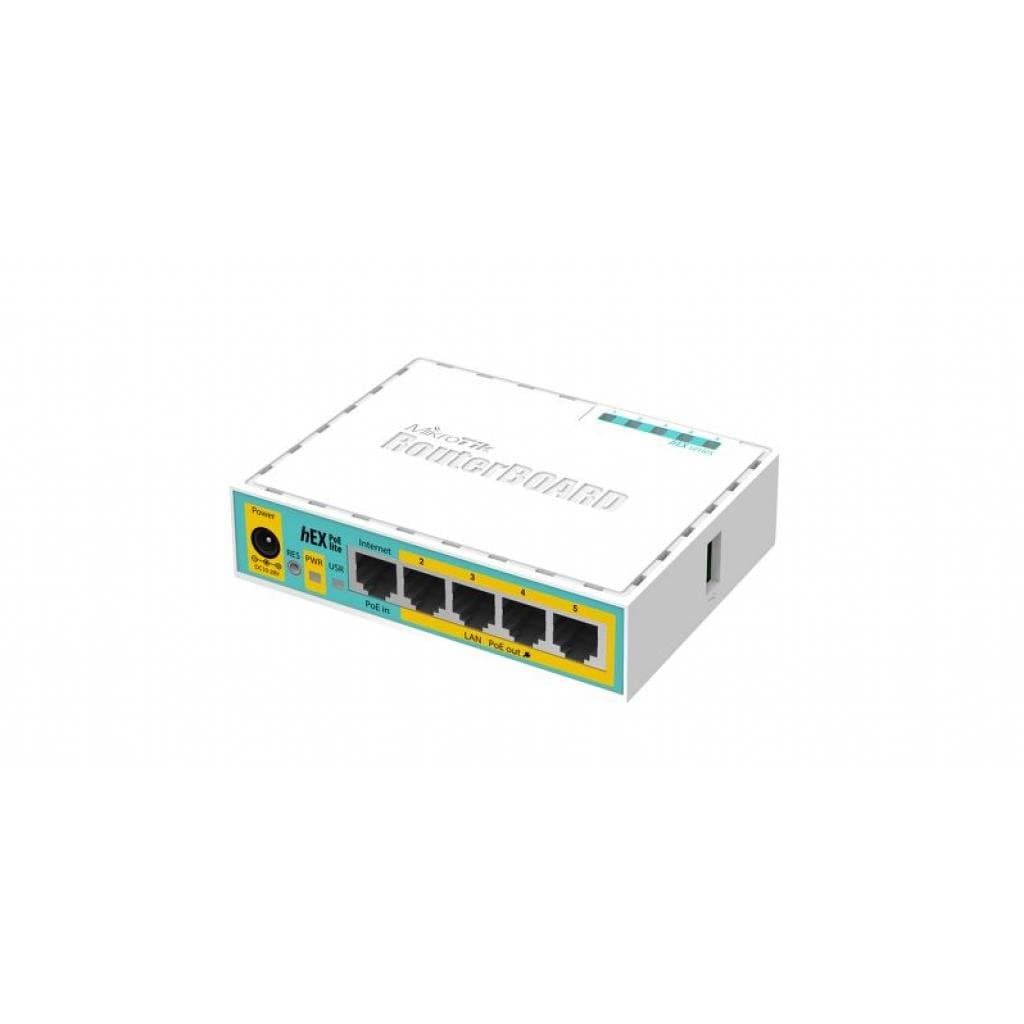 Маршрутизатор Mikrotik hEX PoE lite 5xEt PoE ports USB 650MHz CPU 64MB RAM RouterOS L4 White