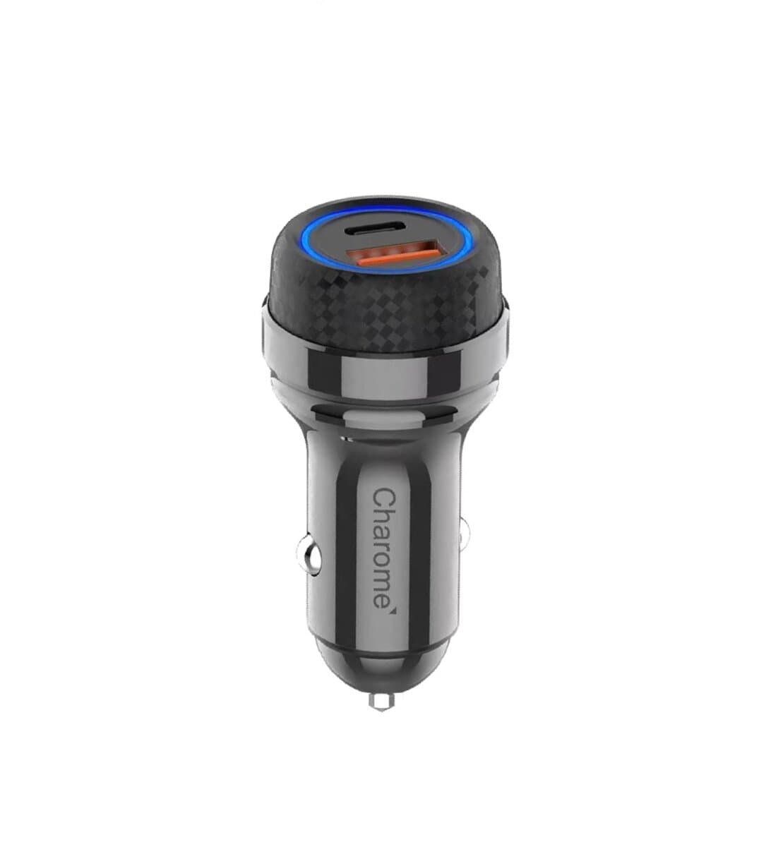 Автомобільний зарядний пристрій CHAROME C9 Zinc Car Charger 52.5W 3A USB+Type-C Metal Grey