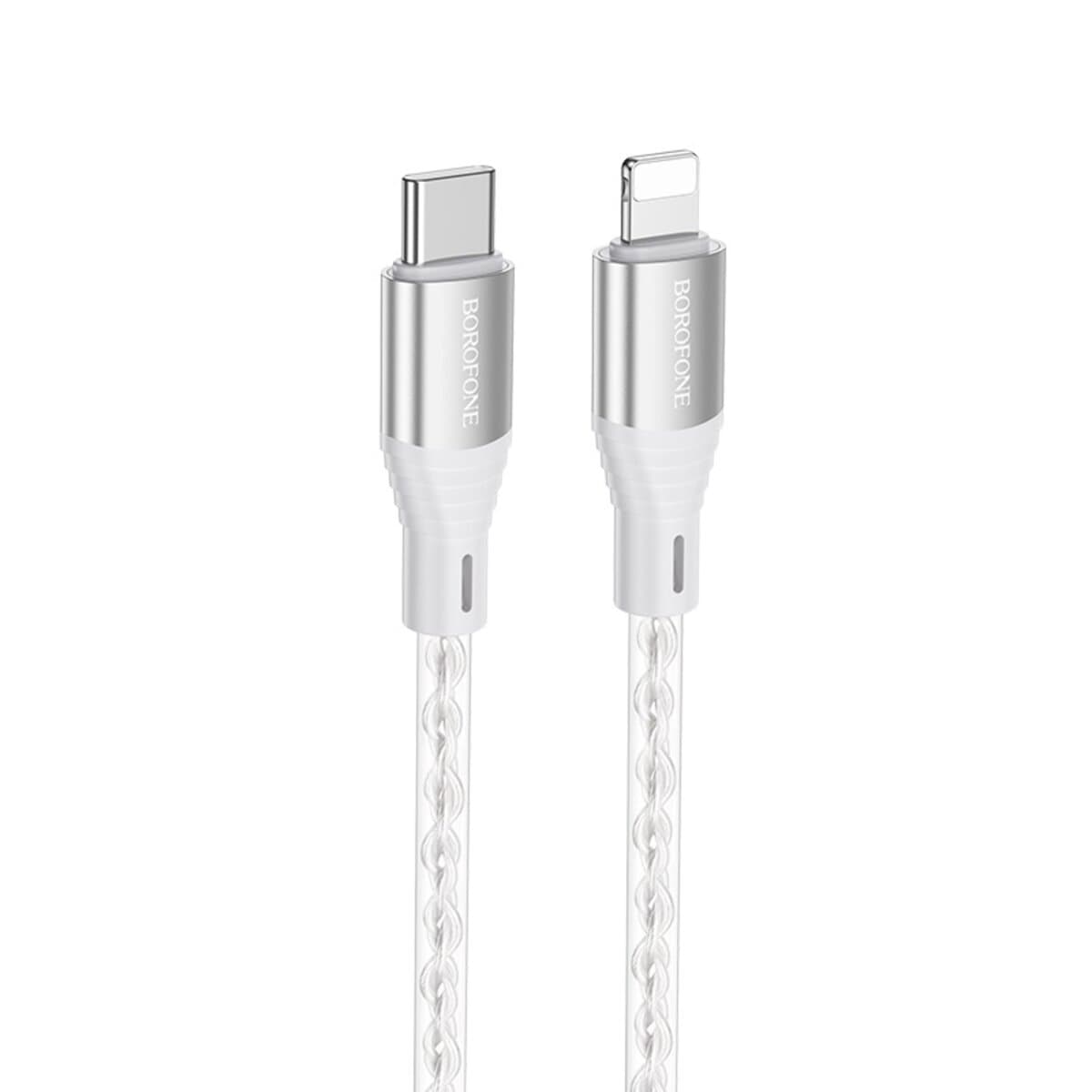 Кабель BOROFONE BX96 Ice crystal Type-C to Lightning PD silicone charging data cable Grey (BX96CLG)