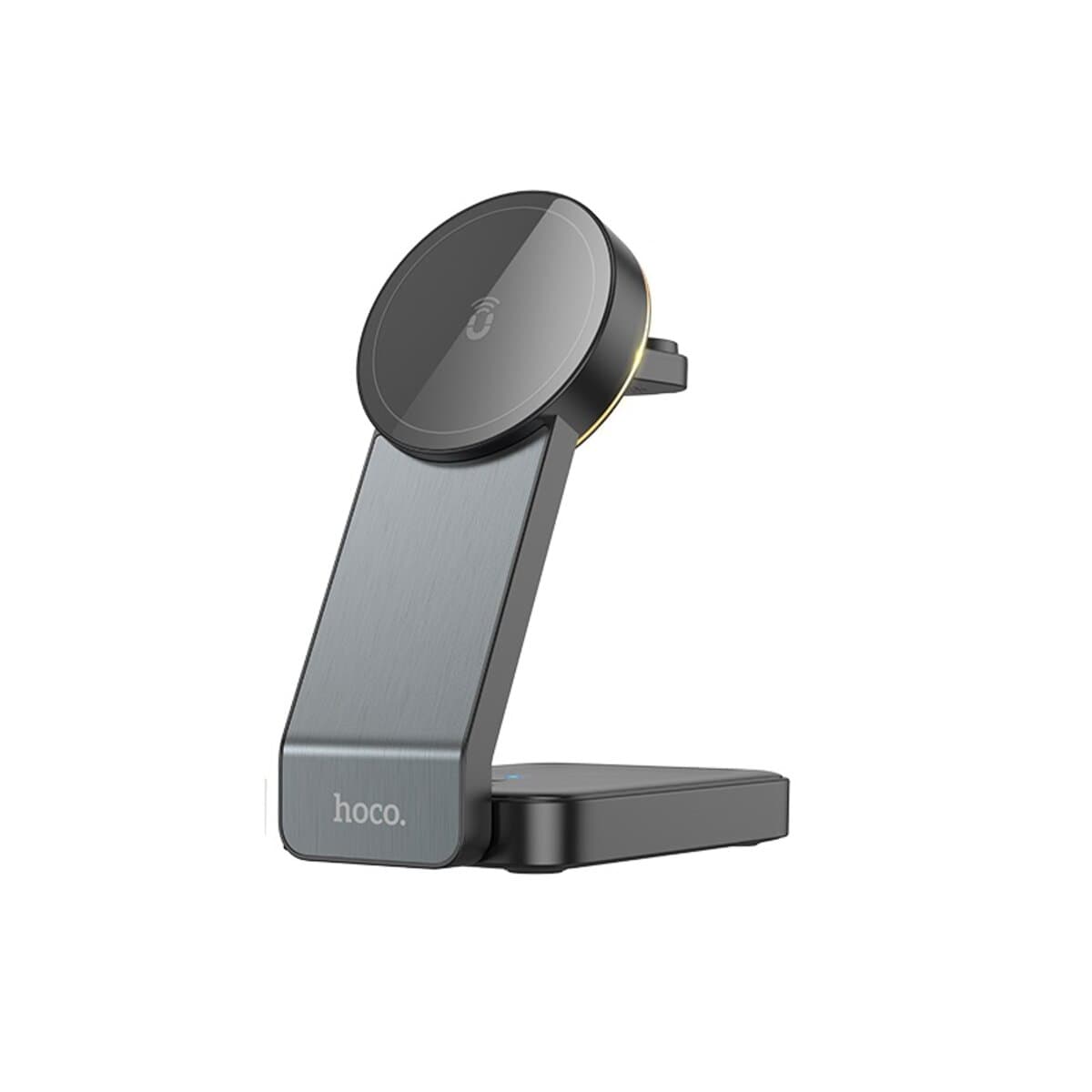 Беспроводное зарядное устройство HOCO CQ3 Motorcycle folding 3-in-1 magnetic wireless fast charger Black